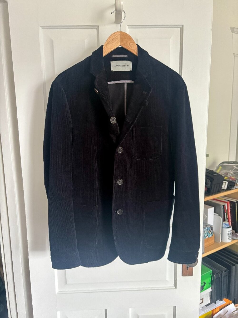 Oliver Spencer Navy Cord Solms Blazer -- 40 -- Medium